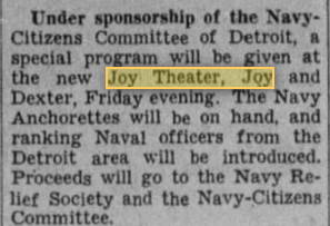 Joy Theatre - 1942 Mention (newer photo)